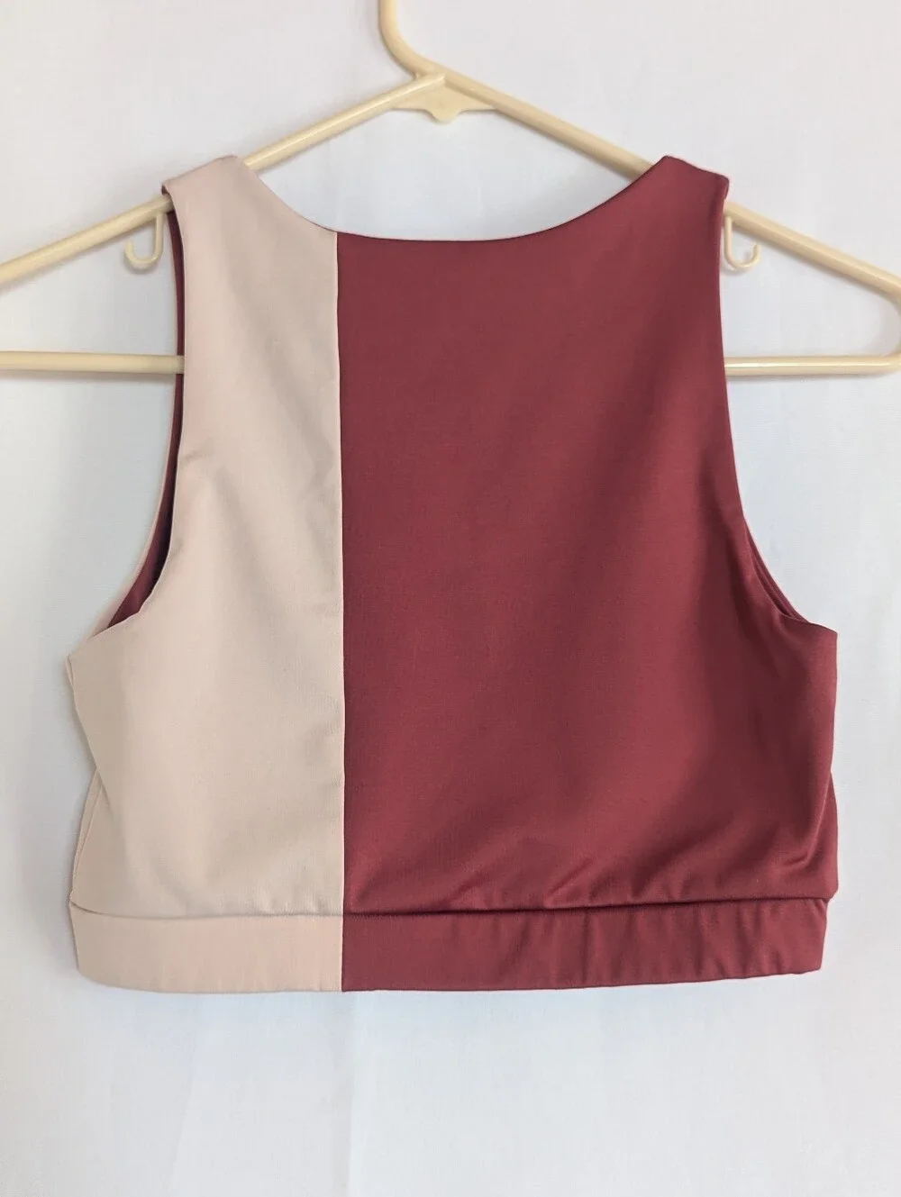 Zara Teenage 13-14 Two-Tone Rose Crop Tank Top Sports Bra Dusty Rose & Pale Pink